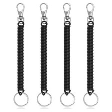 4 Pcs Retractable Spring Coil Keychain, Stretchy Lanyard with Keyring Lobster...