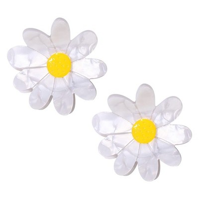 Vokone Flower Claw Clip Acrylic Daisy 1 Count (Pack of 2), White,Yellow