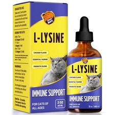 L-Lysine Drops for Cats Eye, Nose Allergy Support Vitamins Probiotics