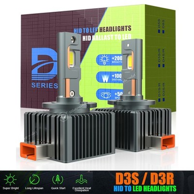 2pcs D3S D3R LED Headlight Bulbs 80W 6500K Super White HID Xenon Conversion Kit
