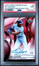 Pop 1 🔥2025 Topps Chrome Black Red Refractor Auto #CBABJ Bo Jackson /5 PSA 9 🔥