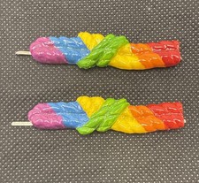 Vintage Retro 70s Pair of 2 Rainbow Bobby Pins NEW NOS   