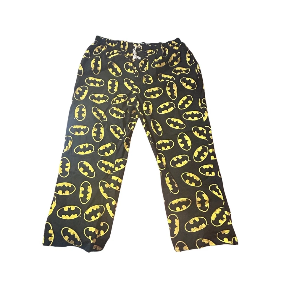 DC Comics Batman Logo Pajama Pants Men's XX-Large Black Yellow Sleep Lounge - Image 3 of 4