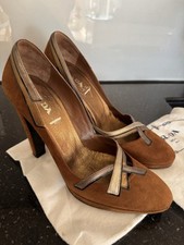 Prada Wildleder Pumps Gr. 39,5 Plateau Absatzschuhe Braun