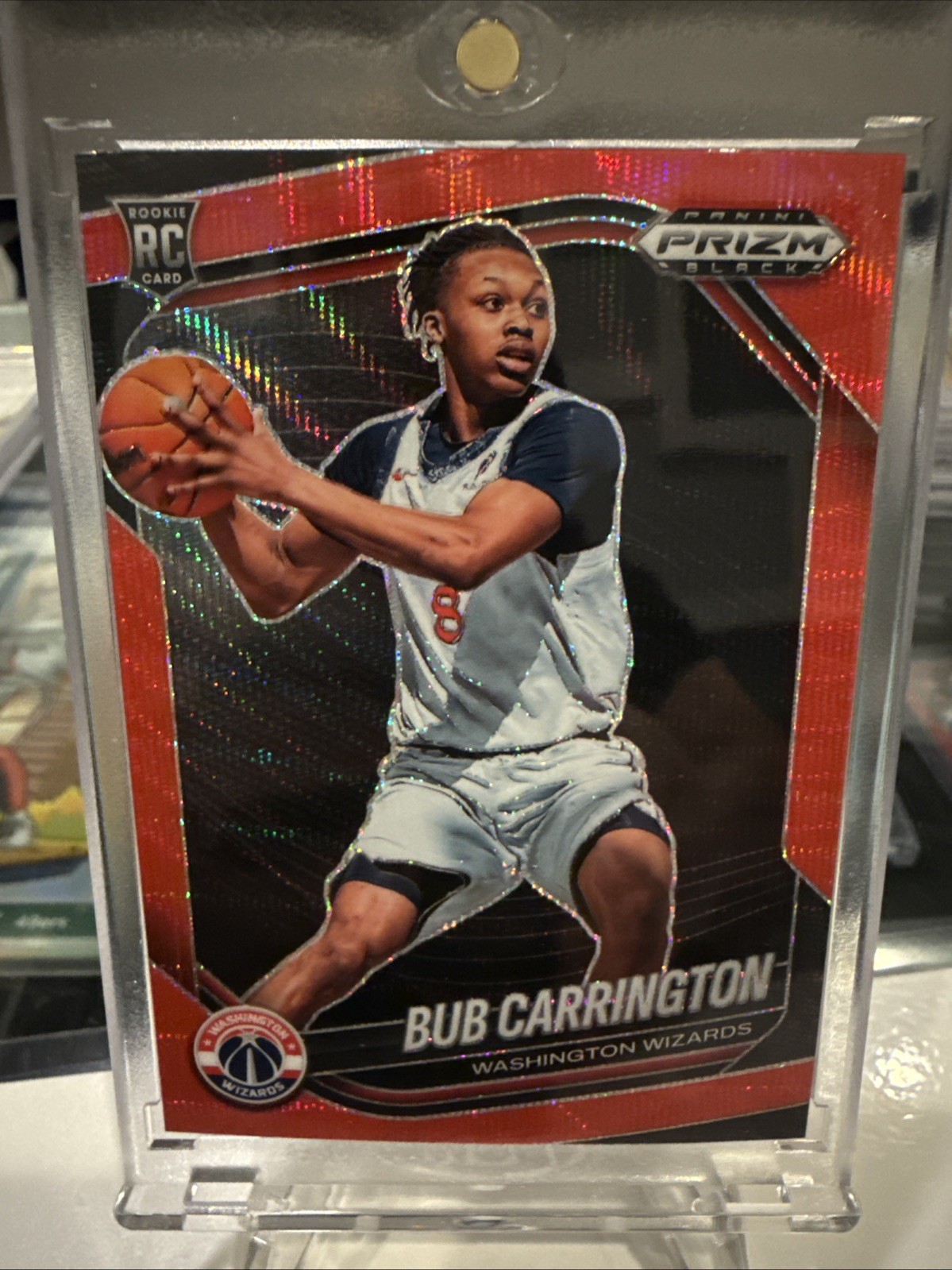 2024-25 Panini Prizm Black Bub Carrington #92 RC Rookie SP Red Ruby Wave