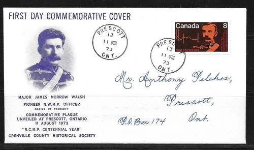 Canada - Prescott, ON 1973 - RCMP Centennial Year Commemorative First Day Cover