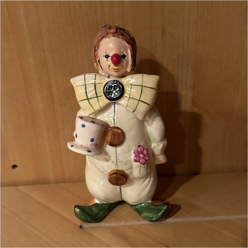 Enesco Hand Painted Ceramic Clown Figurine Multicolor 1984 Vintage Decor