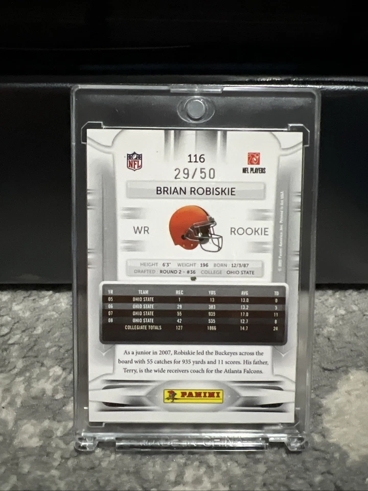 2009 Playoff Prestige - Rookie Brian Robiskie #116 Xtra Points Purple /50 (RC) - Image 2 of 3