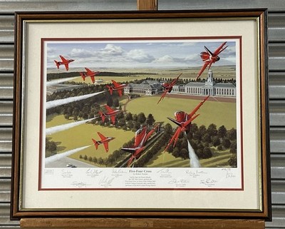 Seltener Artist Proof 6/75 Red Arrows Druck, von Robert Tomlin 1997 signiert von Piloten