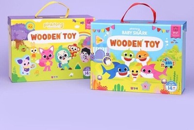 Pinkfong Baby Shark / Wonderstar Holz-Holzblock-Spielspielzeug, 14-teilig...