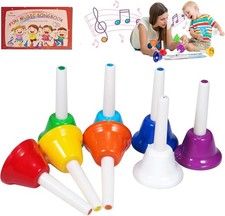 Hand Bells, 8 Note Musical Handbells Set with 17 Songbook Musical Toy Percuss