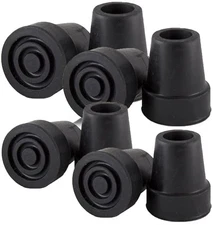 SkyMed 5/8'' Shaft Large Base Quad Cane Replacement Tip Black 8 CT 