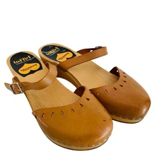 Haga Toffeln Sweden TAN LEATHER CLOSED TOE CLOGS EUR 36 US 5.5/6 Unused