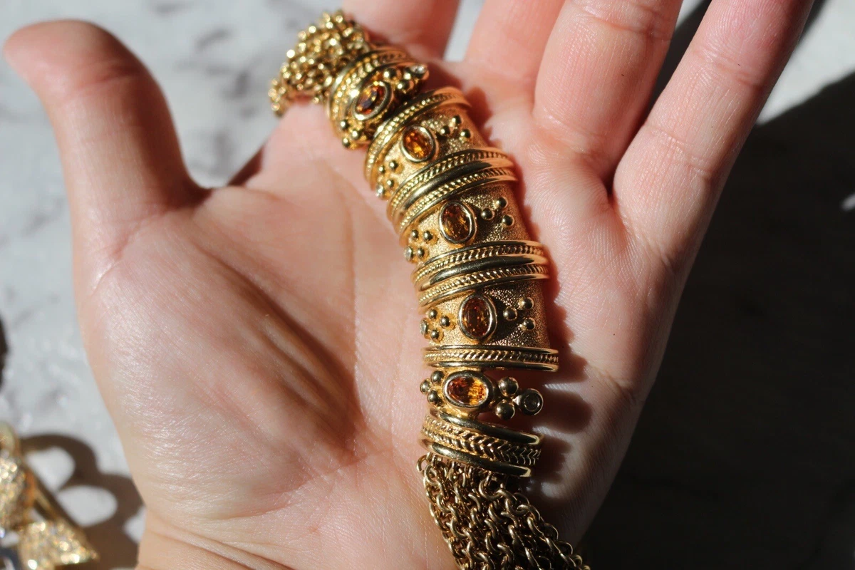 Vintage jewelry antique gold tone necklace signed grosse