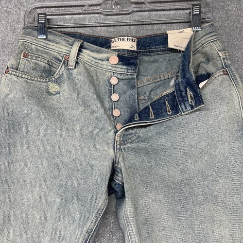 Pantalones de mezclilla We The Free para mujer 25 Unknown Legend tiro medio ajustados botones mosca nuevos con etiquetas - Imagen 10 de 15