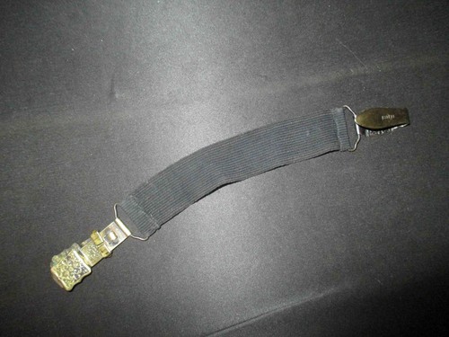 ancien porte jarretelle en tissu et bronze décoré XIX ème - Imagen 4 de 6
