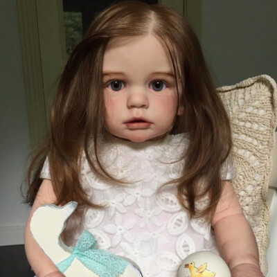 3D Paint 24'' Lifelike Reborn Baby Mädchen Toddler Handmade Soft Long Hair Gift