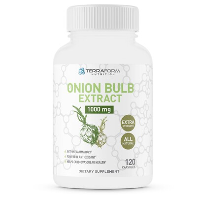 Premium Onion Extract Supplement - 1000mg per Serv - 120 Onion Capsules - 60 Day