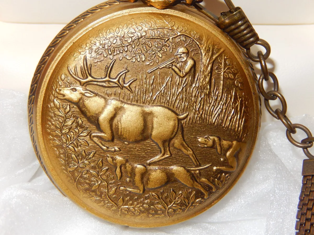 Westclox pocket watch hunting scene clearance