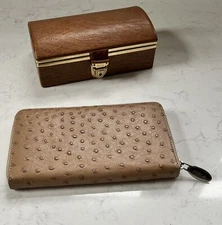 Luxury Furla Ostrich Leather Wallet & Travel Case