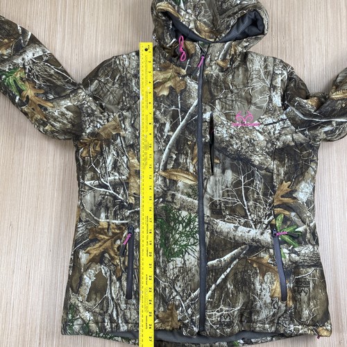 Real Tree Jacket Womens Large Camo Camouflage Puffer Hunting Hooded ZIp Pocket - Picture 5 of 12