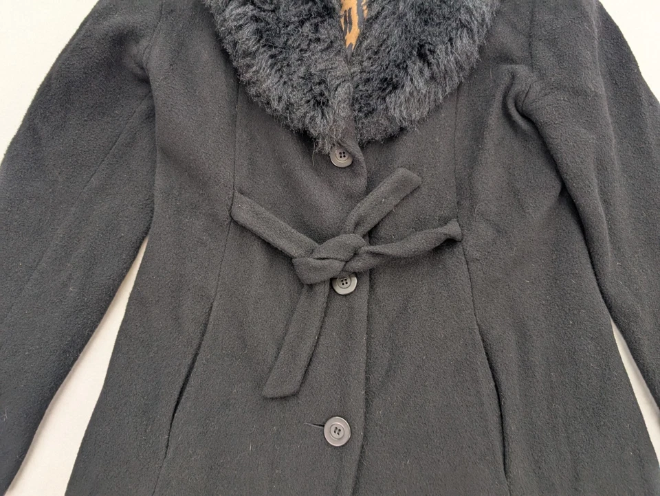 Abrigo de lana Express Vintage años 90/Y2K ribete de piel sintética talla 1/2 Foto 4 de 4