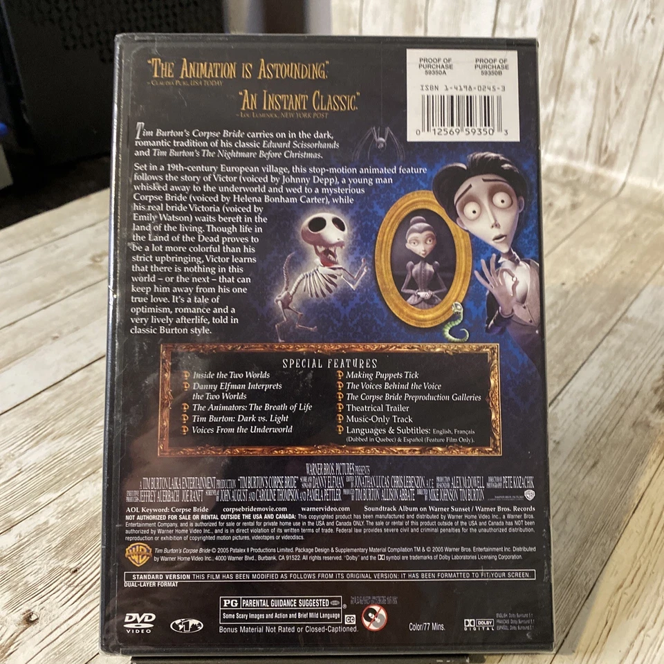 Tim Burtons Corpse Bride (DVD, 2006, Full Frame) New Factory Sealed - Image 2 of 3