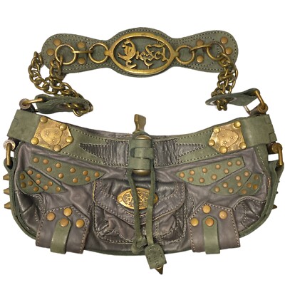 90's-Y2K DIESEL Green Leather Studs Bag Brooke Candy w/bag 90's-Y2K DIESEL Green Leather Studs Bag Brooke Candy w/bag