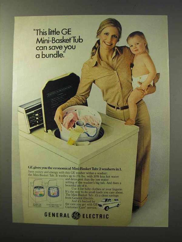 1977 General Electric Mini-Basket Tub Washer Ad - Save