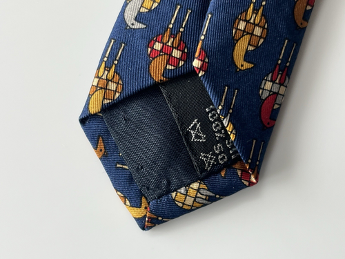 Salvatore Ferragamo Seidenkrawatte blau Vogelmuster 100% Seide Made in Italy - Bild 5 von 7