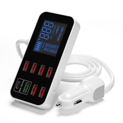 USB Schnellladestation Hub Auto 8-Ports Desktop USB Multi Ladegerät LCD-Display