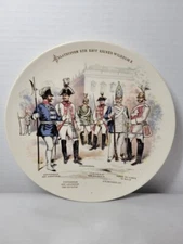 Mettlach #1044/737 Print Under Glaze Military Plate Depicting Different Branches