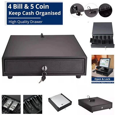 Cash Register Till Drawer Money 4 Bills 5 Coins Removable Tray Safe Key Lockable