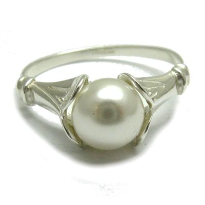 Stylish Sterling Silver Ring Solid 925 With 8mm Pearl  Perfect Quality Empress