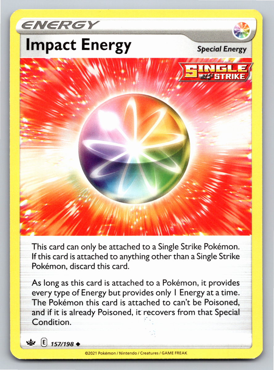 impact energy pokemon card value Impact Energy 157/198 Uncommon Chilling Reign Pokemon Card