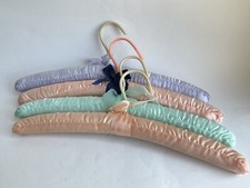 Vtg 4 Satin Padded Clothes Hangers MULTI COLORS 15.5"