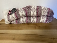 NWT Cuddl Duds Women's Faux Sherpa Lined Lounge Sock Burgundy One Size 4-10 
