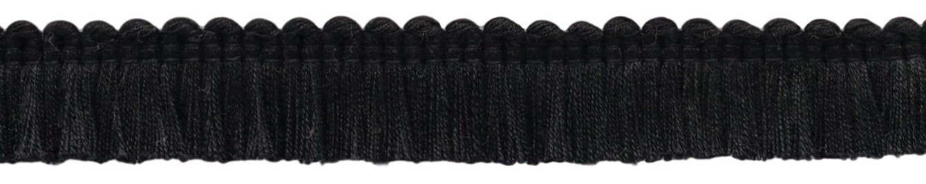 Black 1"" Cotton Thick, Lush Brush Fringe Trim, Color: K9 [24 Yards]
