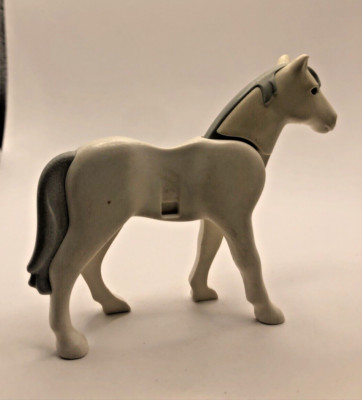 PLAYMOBIL (L52c06) MOYEN-AGE - Cheval Blanc Crinière Gris Queue MD