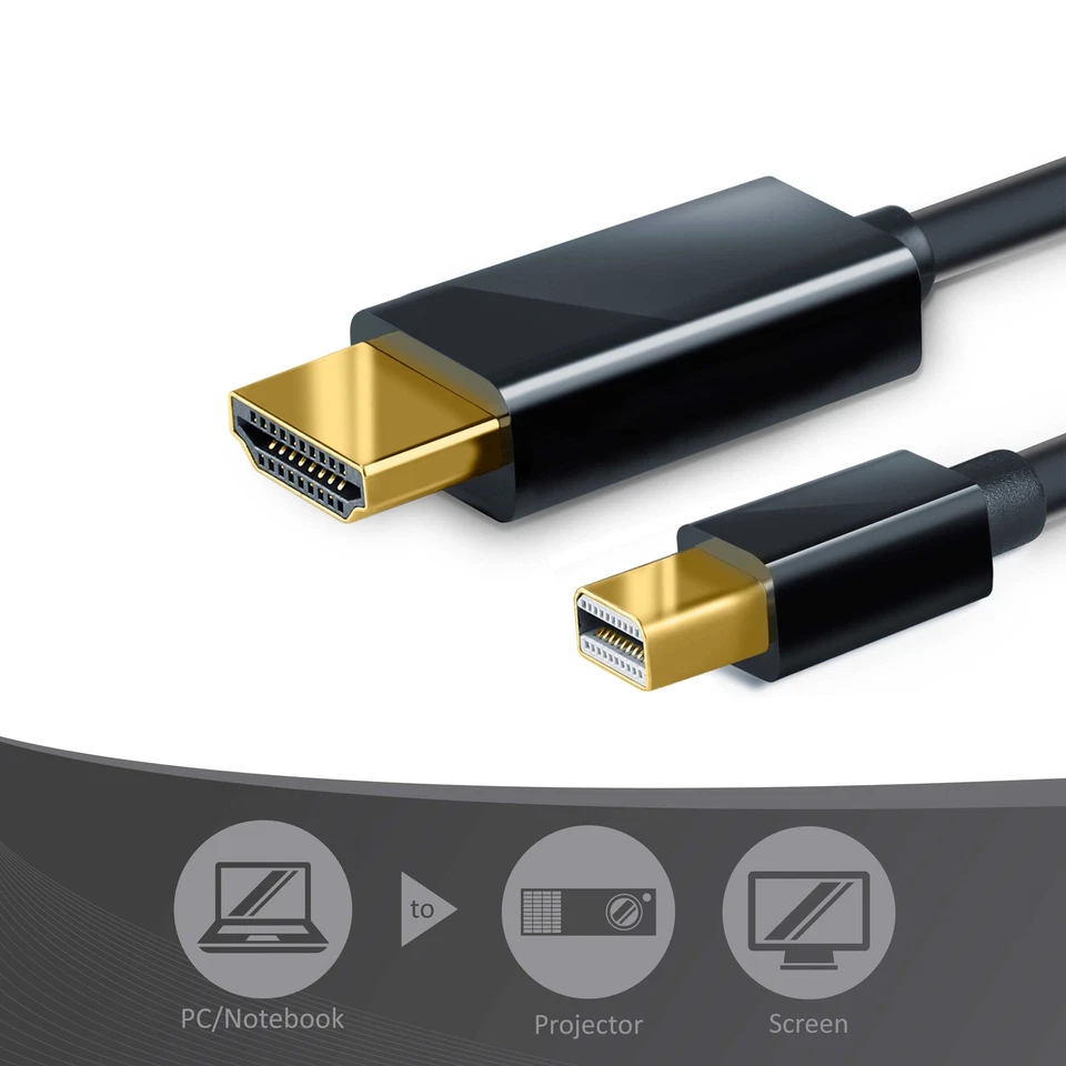 CSL Mini DisplayPort auf HDMI Adapterkabel HD 1080p Schwarz 4k Ultra HD 2m - Bild 2 von 4