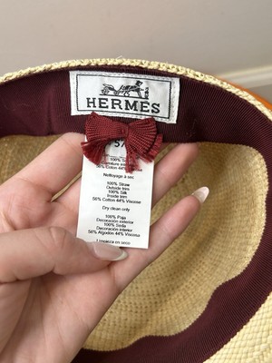 Hermes Straw Sun Hat Full Set With Hatbox Sz. 57 | eBay display picture 2