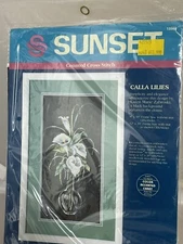 Calla Lilies Sunset Counted Cross Stich Exotic Flower Zabroski 13569 Black 8x16