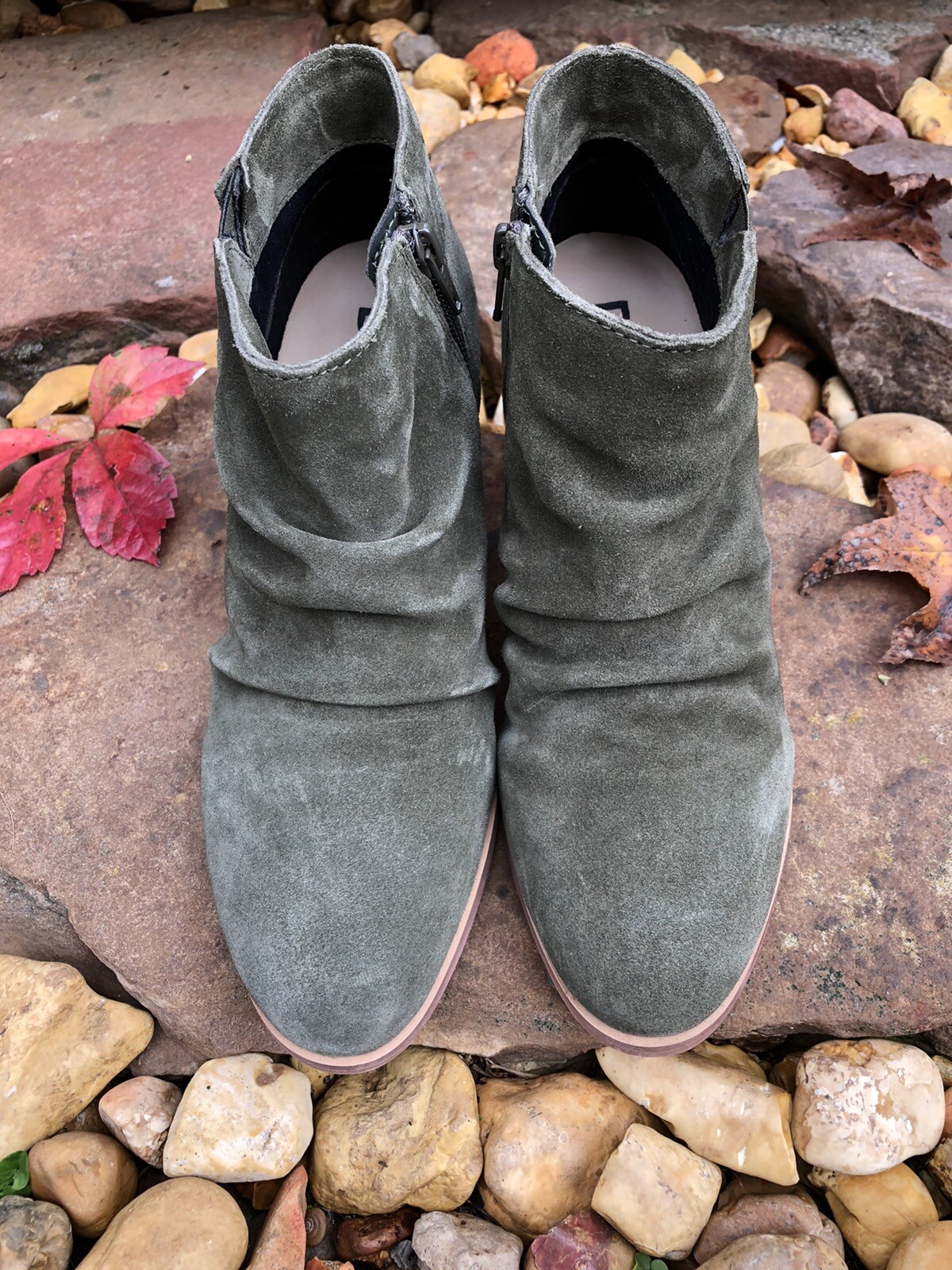 Diba Leather Suede Western Ankle Boot Women's Sz 8.5 Green