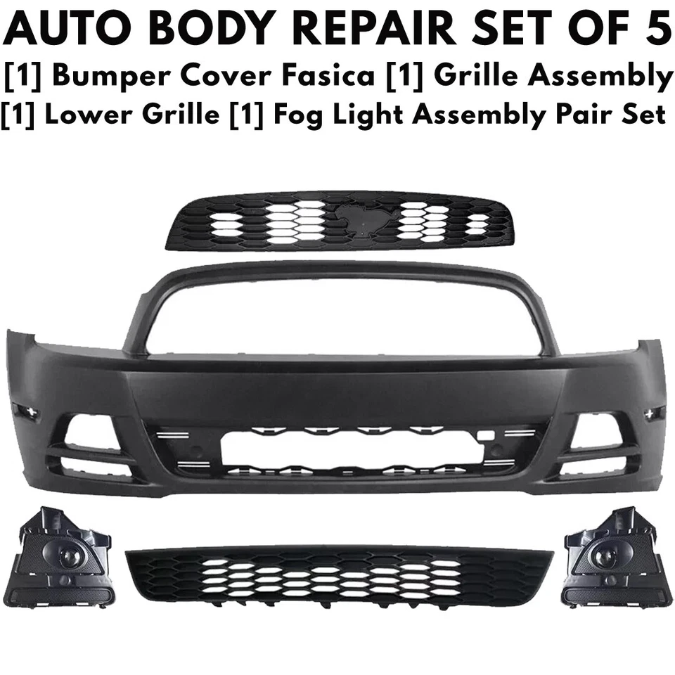 Front Bumper Cover Fascia & Grille Assembly Kit For 2013-2014 Ford Mustang Foto 2 de 4
