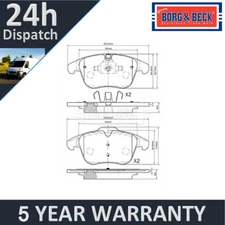 Fits Jaguar XE 2015- 2.0 D Brake Pads Set Front Borg & Beck