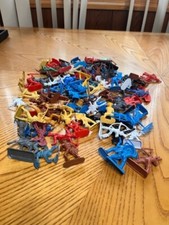 VINTAGE LOT OF 95 COWBOY INDIANS AND HORSES 2" HARD PLASTIC FIGURES