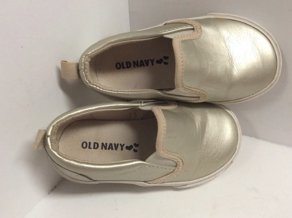 Zapatos antiguos azul marino para niñas pequeñas talla 6 plateados sin cordones F53 Foto 4 de 4