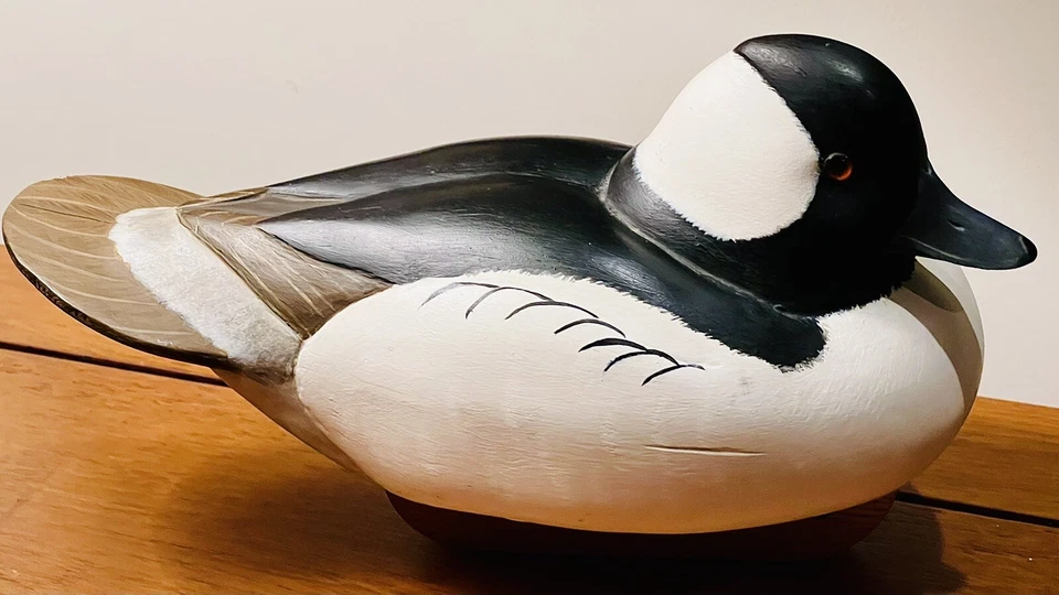 Norm Walsh Drake Bufflehead Decorative Hollow Decoy, Glass Eyes, Keel, 1988 - Image 2 of 4