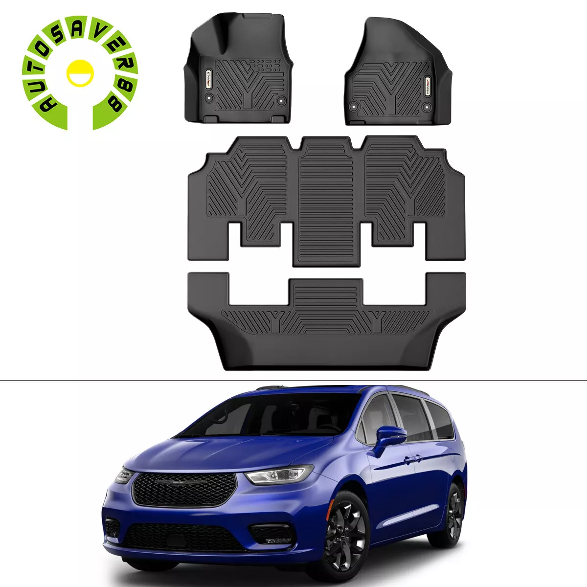 For 2017 2021 Chrysler Pacifica Floor Mats Black Rubber All