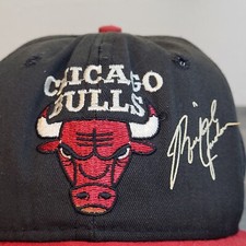 Vintage AJD Chicago Bulls Michael Jordan Black/Red Snapback Hat Damaged Bill